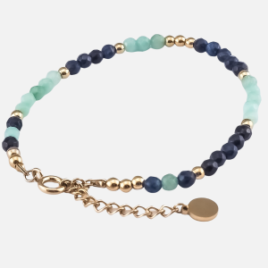 Bransoletka złota ze stali z awanturynem i onyksem