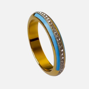 Obrączka stalowa emaliowana z cyrkoniami