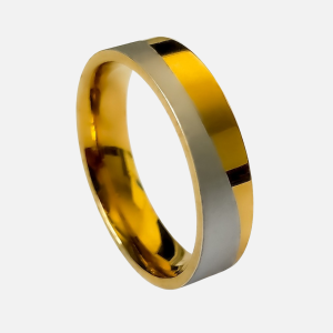 Obrączka ze stali emaliowana złoto-srebrna