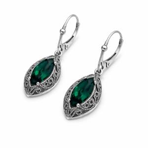 Kolczyki ze srebra z kryształem Swarovskiego emerald