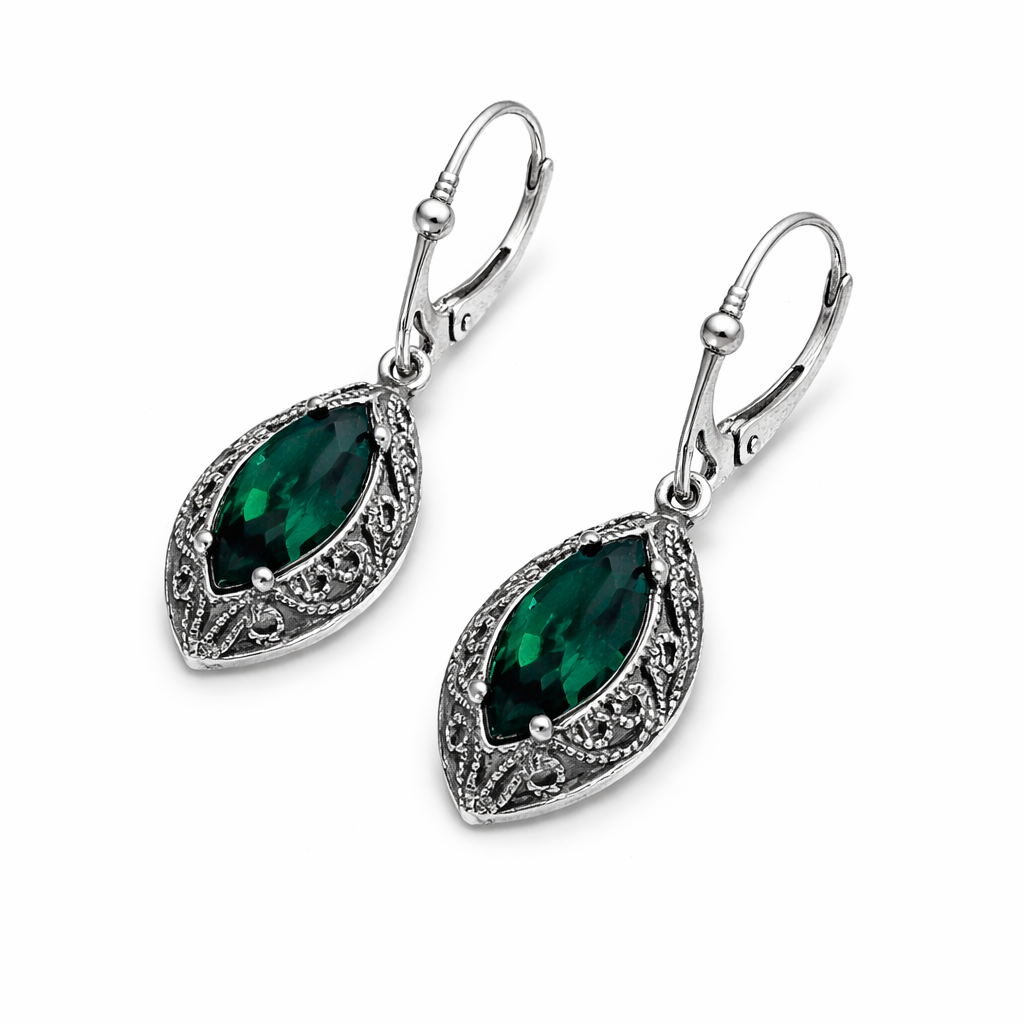 Kolczyki ze srebra z kryształem Swarovskiego emerald