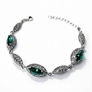 Bransoletka ze srebra z kryształami Swarovskiego emerald