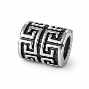 Charms ze srebra przekładka, tuleja z greckim wzorem, oksydowana